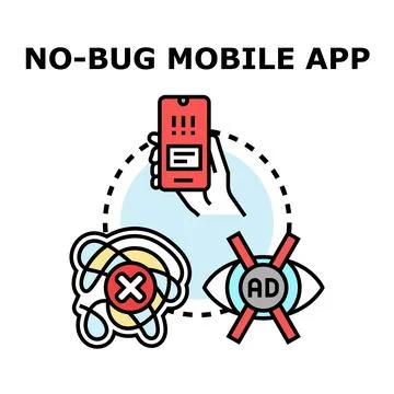 No bug mobile app concept vector illustration Stock Illustration
