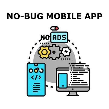 No bug mobile app development process concept 스톡 일러스트