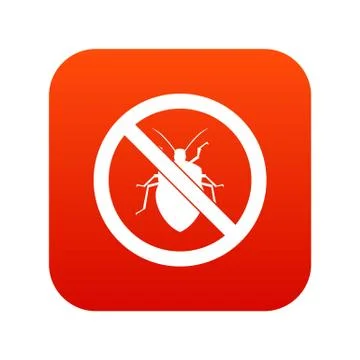 No bug sign icon digital red Stock Illustration