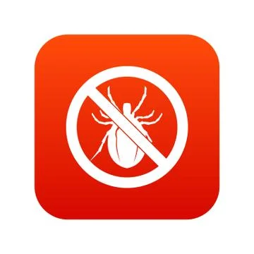 No bug sign icon digital red Stock Illustration