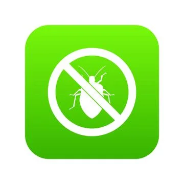 No bug sign icon digital green Stock Illustration