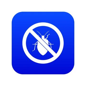 No bug sign icon digital blue Stock Illustration