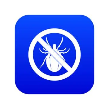 No bug sign icon digital blue Stock Illustration