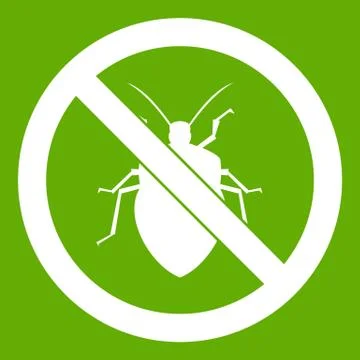 No bug sign icon green Stock Illustration