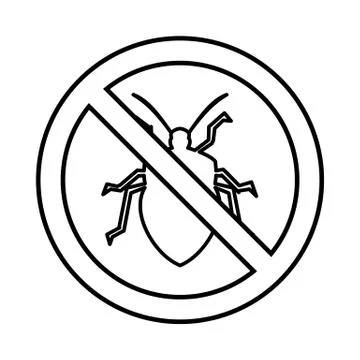 No bug sign icon, outline style Stock Illustration
