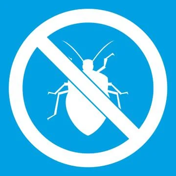 No bug sign icon white Stock Illustration