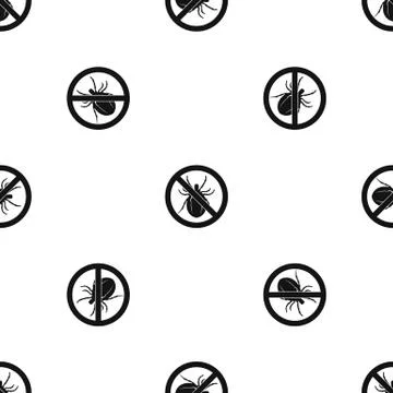 No bug sign pattern seamless black Stock Illustration