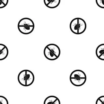 No bug sign pattern seamless black Stock Illustration