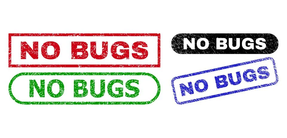 NO BUGS Rectangle Watermarks with Distress Texture 스톡 일러스트