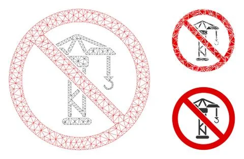 No Building Crane Vector Mesh Network Model and Triangle Mosaic Icon Illustrazione stock