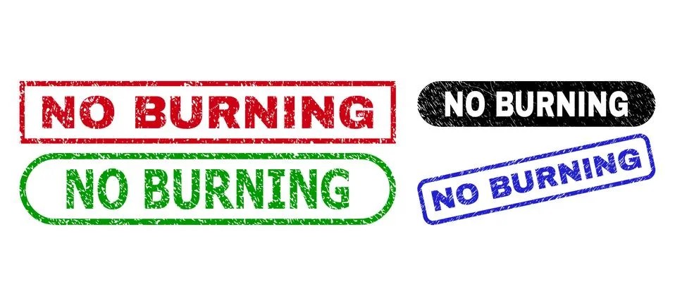 NO BURNING Rectangle Stamp Seals with Grunged Style Illustrazione stock