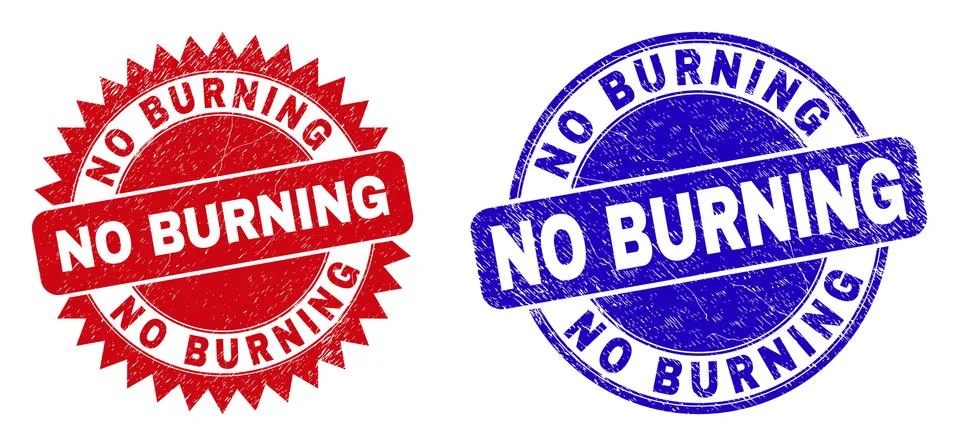 NO BURNING Rounded and Rosette Stamp Seals with Grunged Surface Stock Illustration