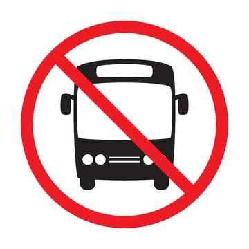 No bus allowed prohibition vector icon sign Do not drive symbol, no bus entry Stock Illustration