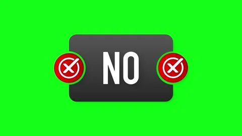 No Button with Red Cross Icon on Green Screen Background 4K Motion Graphics Stock Footage 341500975
