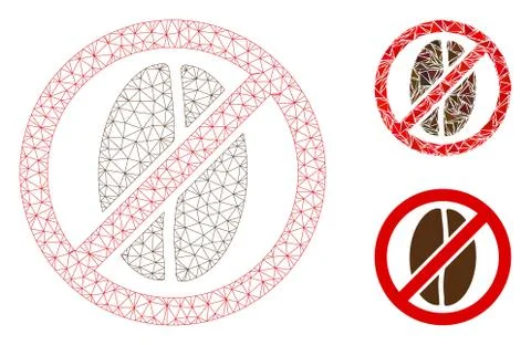 No Caffeine Vector Mesh Network Model and Triangle Mosaic Icon Stock Illustration