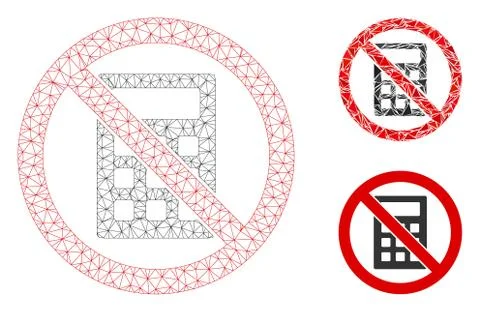 No Calculator Vector Mesh 2D Model and Triangle Mosaic Icon Stock Illustration