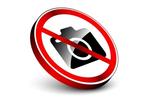 No camera allowed 3d object sign 스톡 일러스트
