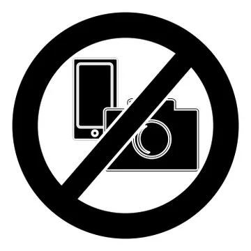 No camera and mobile phone symbol on white background Stock Illustration