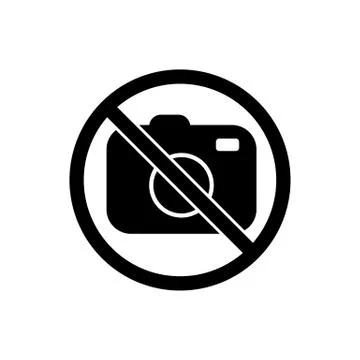 No camera, stop photos or do not take pictures, ban photos icon in black. For Stock Illustration