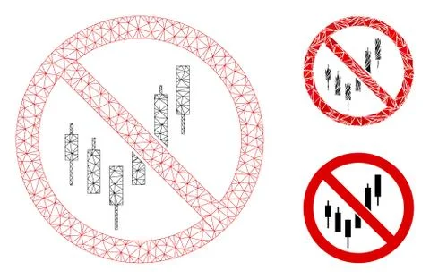 No Candlestick Chart Vector Mesh Network Model and Triangle Mosaic Icon Stock Illustration