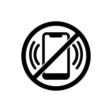 No cell phone icon in black. Forbidden symbol simple on isolated background.  Stock Illustration