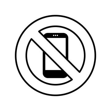 No cell phone sign vector icon. the design features a solid smartphone icon.. Stock Illustration
