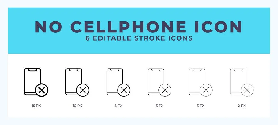 No cellphone icon vector for web. And mobile app. Editable stroke outline ico Stock Illustration