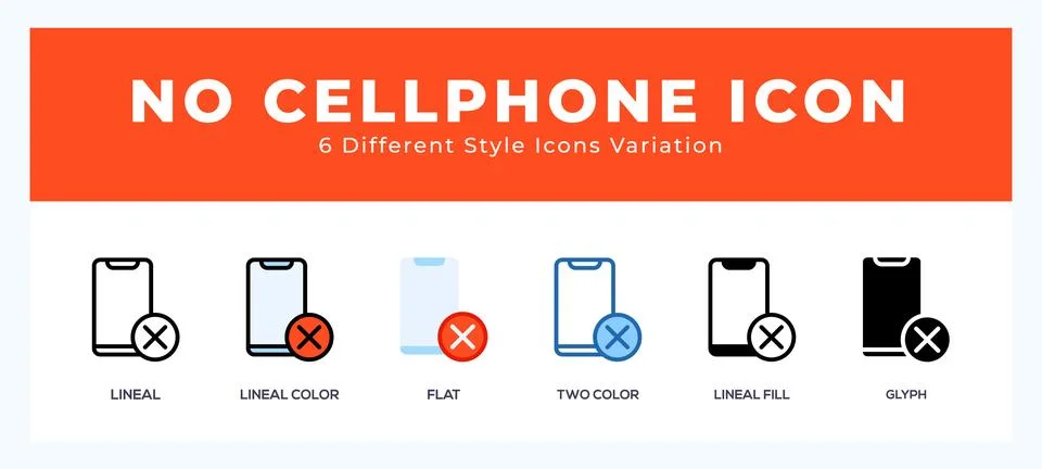 No cellphone set of vector icon. For web. and mobile app Stock Illustration