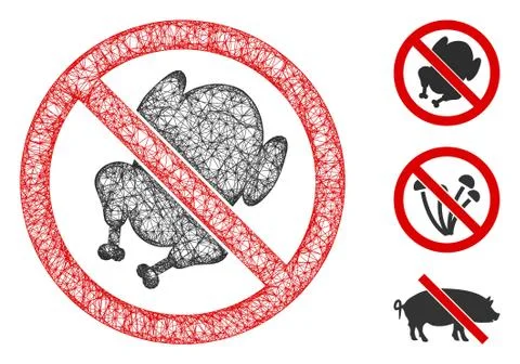 No Chicken Polygonal Web Vector Mesh Illustration Stock Illustration