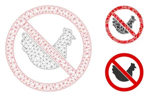No Chicken Vector Mesh Network Model and Triangle Mosaic Icon Stock Illustration