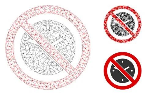 No Clock Vector Mesh Carcass Model and Triangle Mosaic Icon Stock Illustration