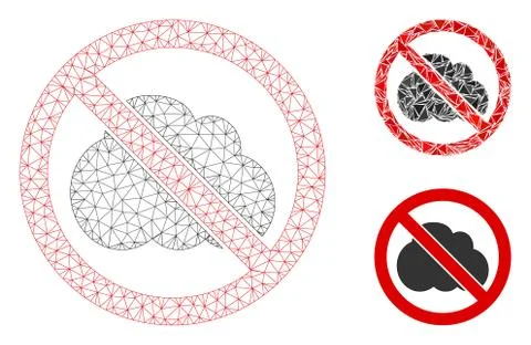 No Clouds Vector Mesh 2D Model and Triangle Mosaic Icon Stock Illustration