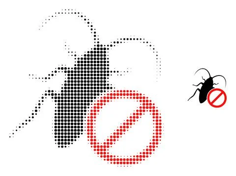 No Cockroach Halftone Dot Icon Stock Illustration