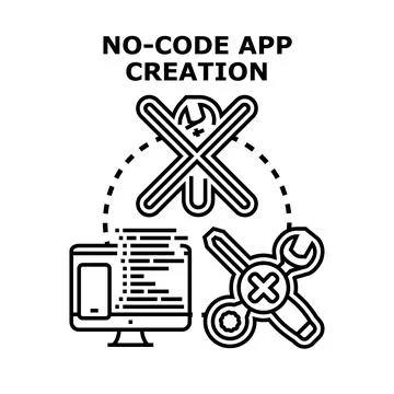 No code app creation development platform for designing 库存插图