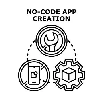 No code app creation software development process diagram Stockillustratie