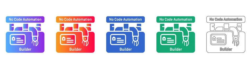 No Code Automation Builder Platform Icons Stock Illustration