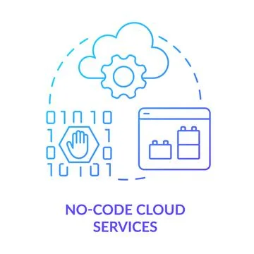 No-code cloud services blue gradient concept icon Stock Illustration