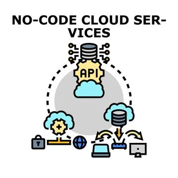 No code cloud services development and platform Stock Illustration