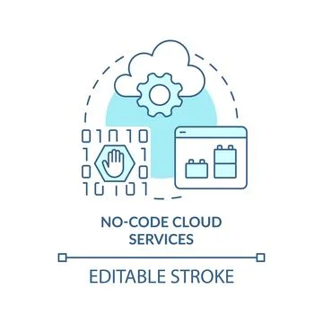 No-code cloud services turquoise concept icon Illustrazione stock