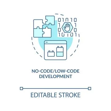 No code development turquoise concept icon Stock Illustration