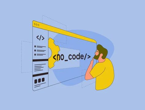 No-code web development. Simplify software development with easy tools and low Stock Illustration