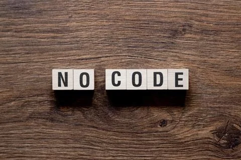 No code - word concept on building blocks, text Stock Photos
