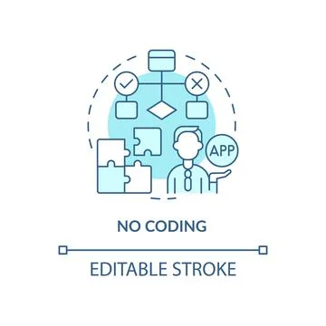 No coding turquoise concept icon Stock Illustration