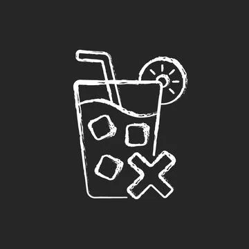 No cold drinks chalk white icon on dark background 스톡 일러스트