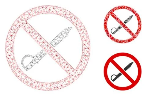 No Cold Weapon Vector Mesh 2D Model and Triangle Mosaic Icon Stock Illustration