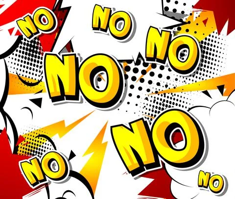 No. Comic book word text on abstract comics background. Retro pop art style i Stock-Illustration