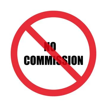 No commission sign. Zero commission. Isolated on white background. Flat style Stock Illustration