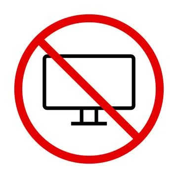 No computer allowed sign. Vector. Stock Illustration
