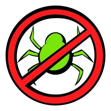 No computer virus, prohibition sign icon cartoon イラスト素材