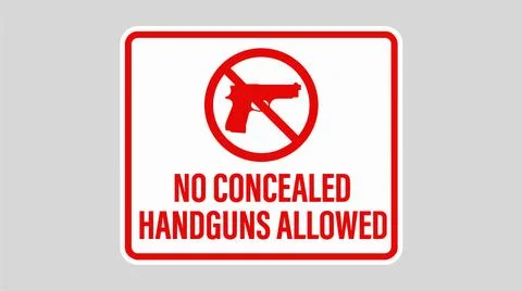 No Concealed Handguns Allowed Warning Sign Prohibition Symbol Red White Bac.. Stock Illustration